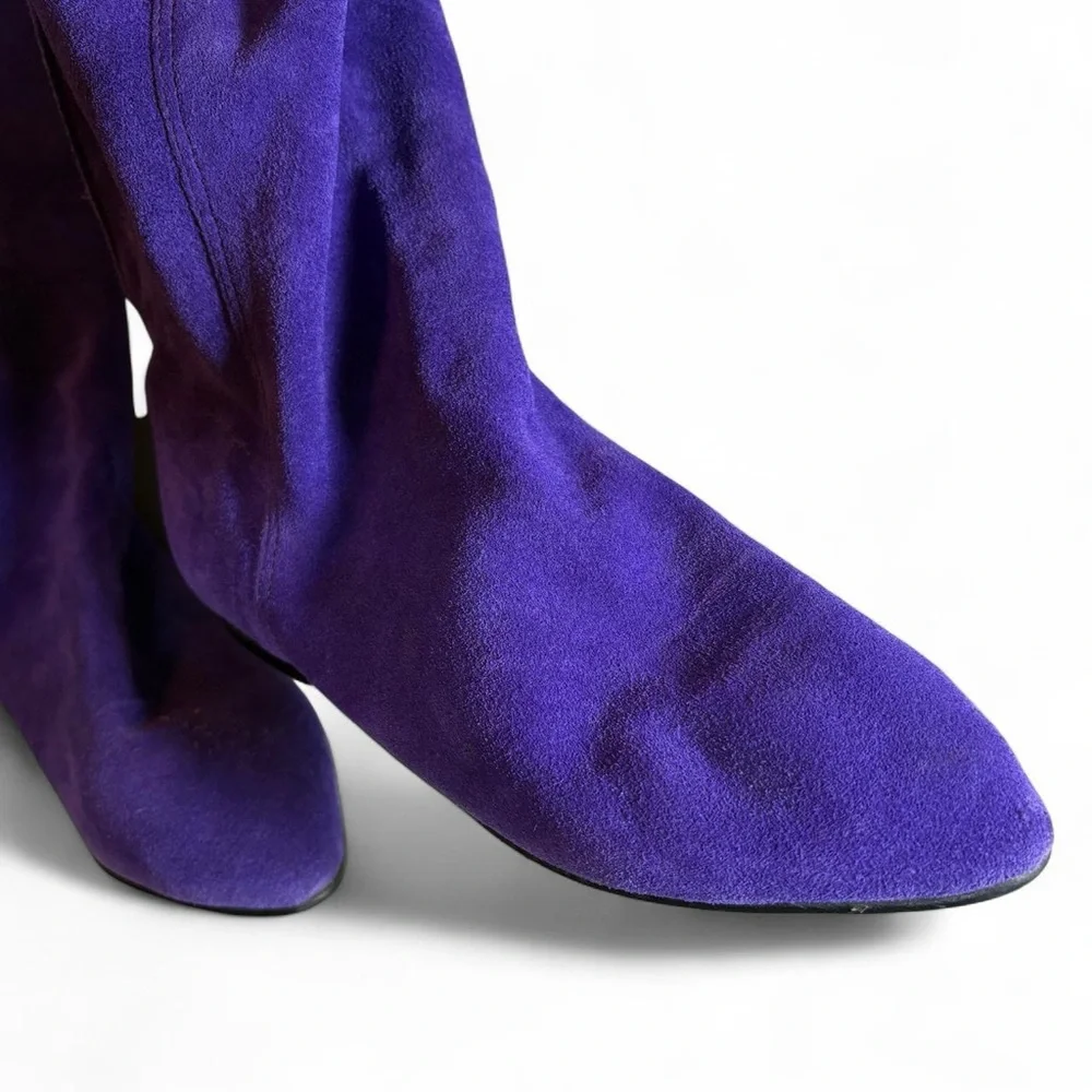 Endicot Johnson vintage vibrant purple suede pull-on knee-high boots - Picture 6 of 15